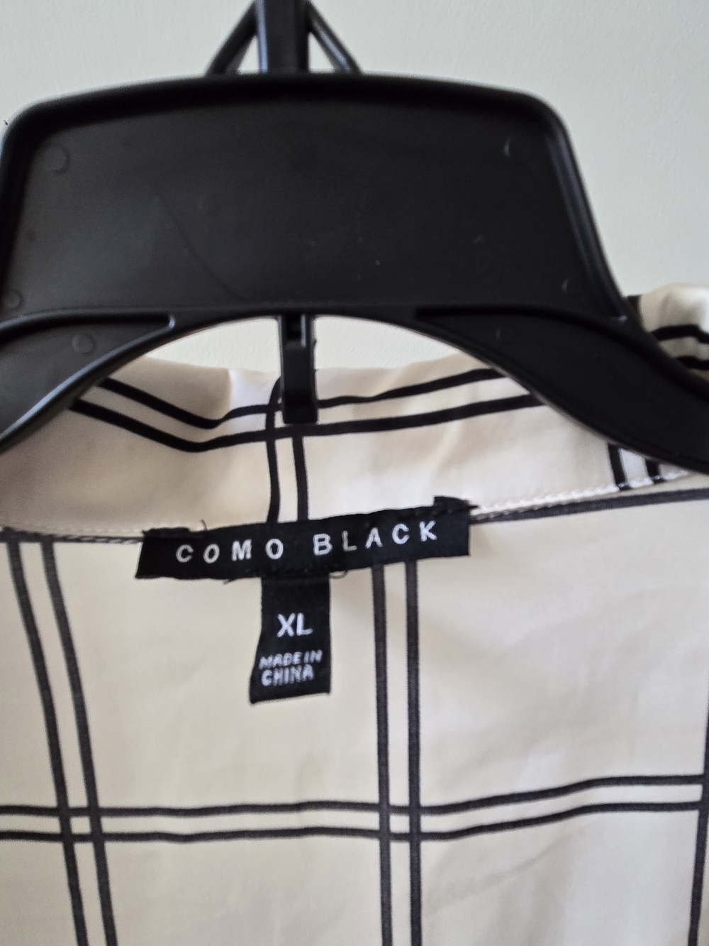 COMO BLACK Men’s White Plaid Button-Down Shirt - XL